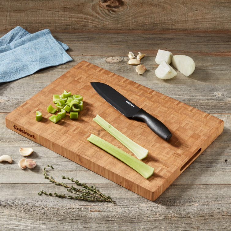 17" Reversible End Grain Bamboo Cutting Board with Handles
