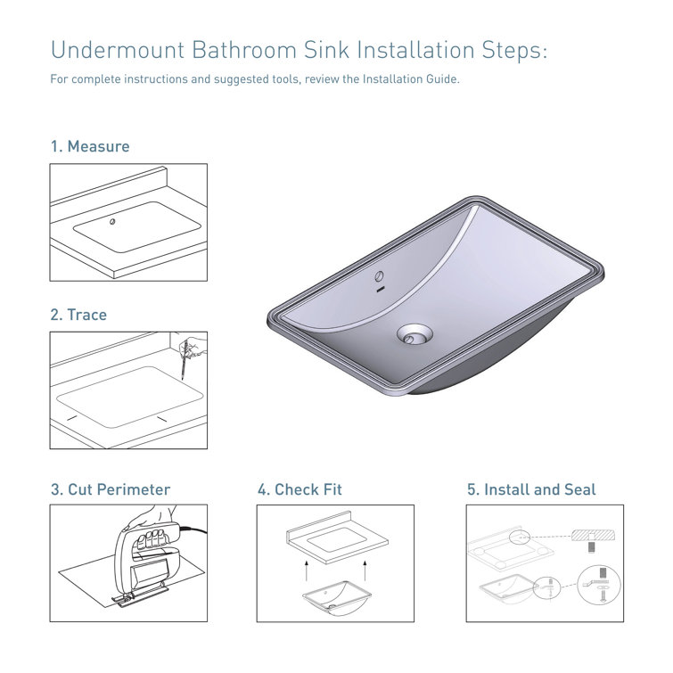 White Ceramic Rectangular Undermount Bathroom Sink, 23.6 x 14.75 Inch