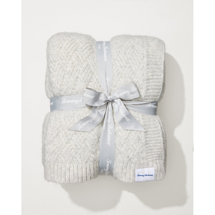 Gray Knitted Polyester Throw Blanket, 60 x 50 Inches