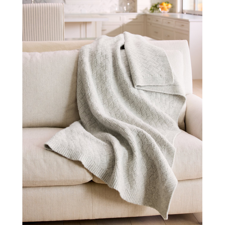 Gray Knitted Polyester Throw Blanket, 60 x 50 Inches