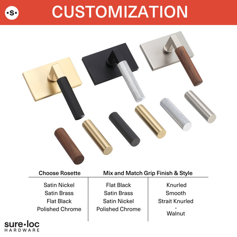 Flat Black Round Lever with Rectangle Rosette for Interior Doors