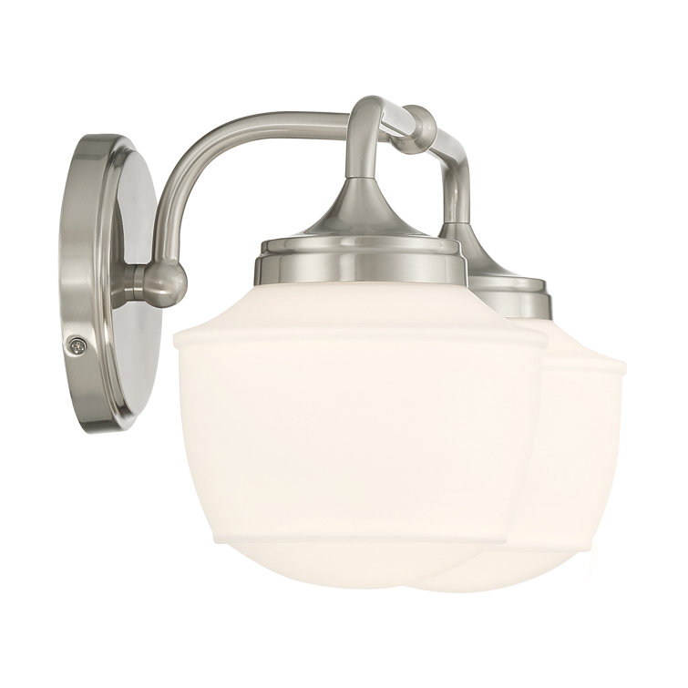 Cornwell Brushed Nickel and Opal Glass 2-Light Bath Vanity