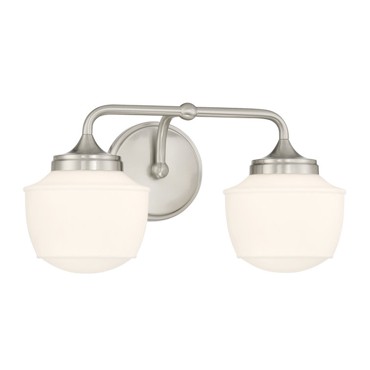 Cornwell Brushed Nickel and Opal Glass 2-Light Bath Vanity