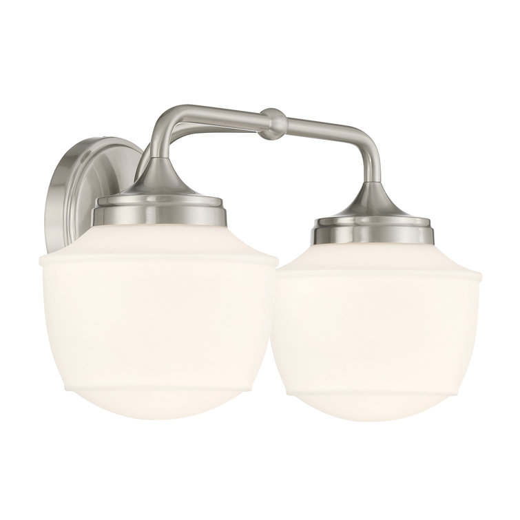 Cornwell Brushed Nickel and Opal Glass 2-Light Bath Vanity