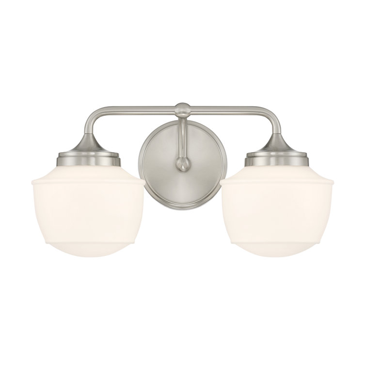Cornwell Brushed Nickel and Opal Glass 2-Light Bath Vanity