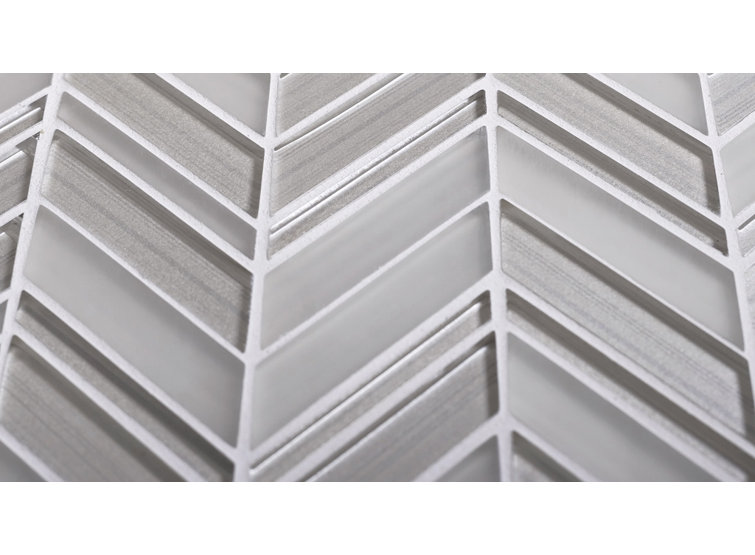 White Chevron Polished and Matte Glass Mosaic Tile