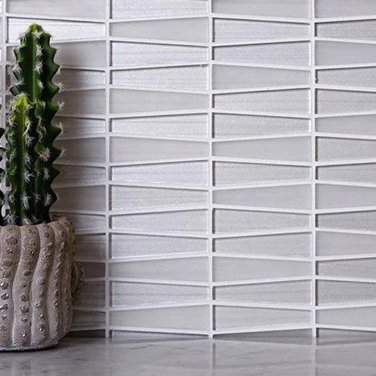White Glass Trapezoid Mosaic Wall Tile