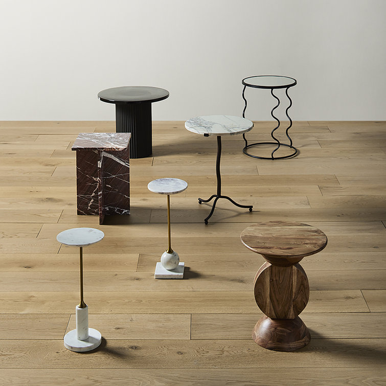 Rustic Brown Round Metal and Glass End Table