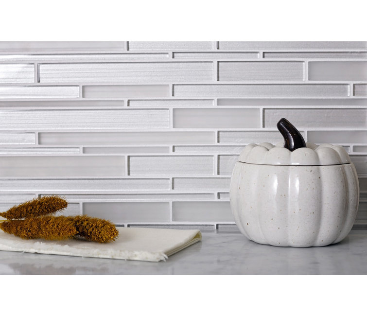 White Linear Glass Mosaic Tile for Bathroom and Kitchen