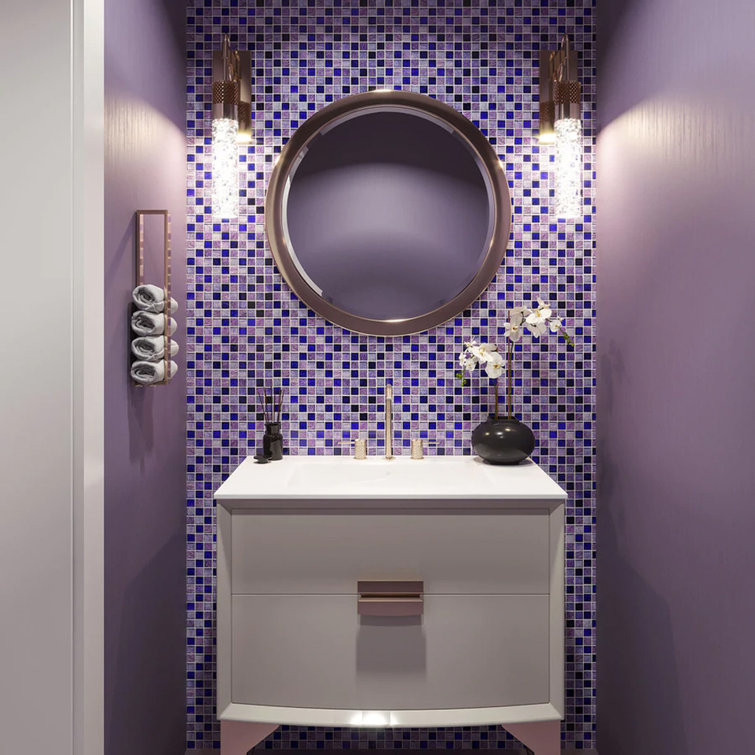 Phoenix 12" x 12" Purple Glass Mosaic Tile