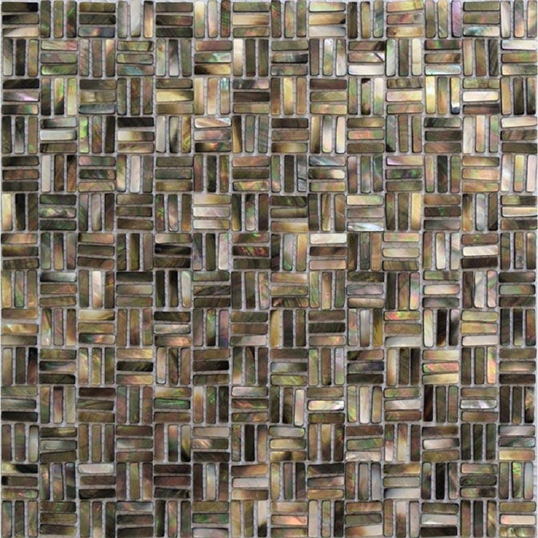 11.5" x 11.5" Beige and Brown Iridescent Shell Mosaic Tile