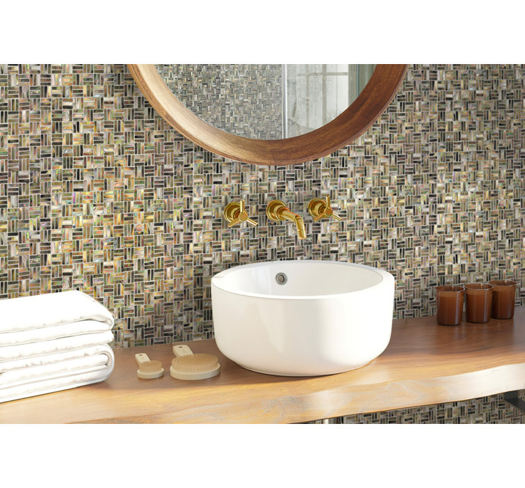 11.5" x 11.5" Beige and Brown Iridescent Shell Mosaic Tile