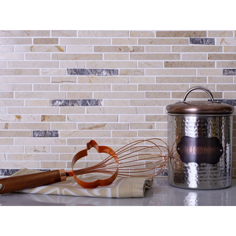 Beige Linear Polished Marble Mosaic Tile 12" x 11.6"