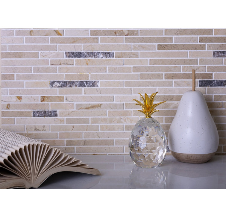 Beige Linear Polished Marble Mosaic Tile 12" x 11.6"