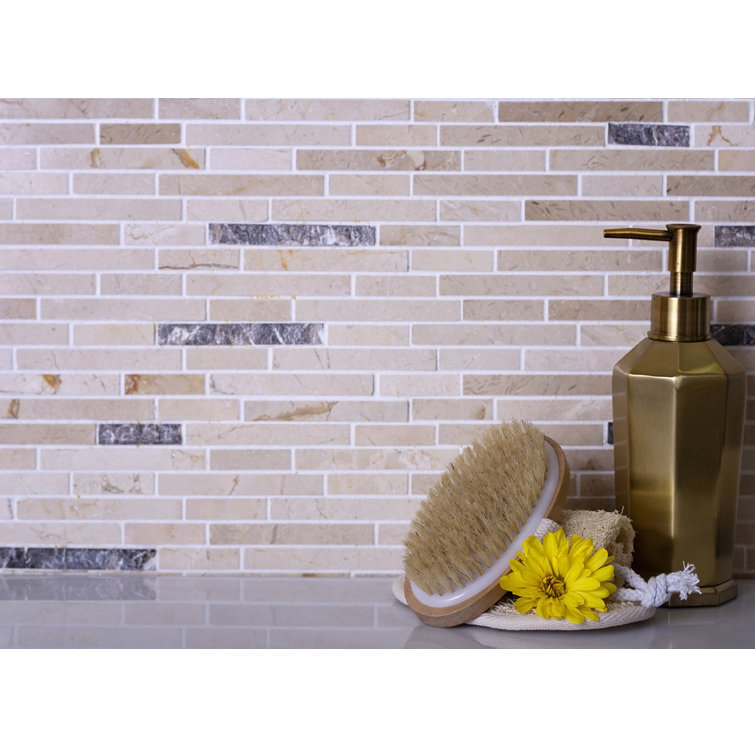 Beige Linear Polished Marble Mosaic Tile 12" x 11.6"
