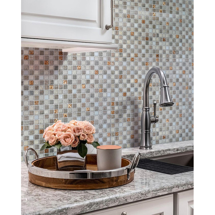 12" x 12" Multicolor Glass and Metal Mosaic Tile
