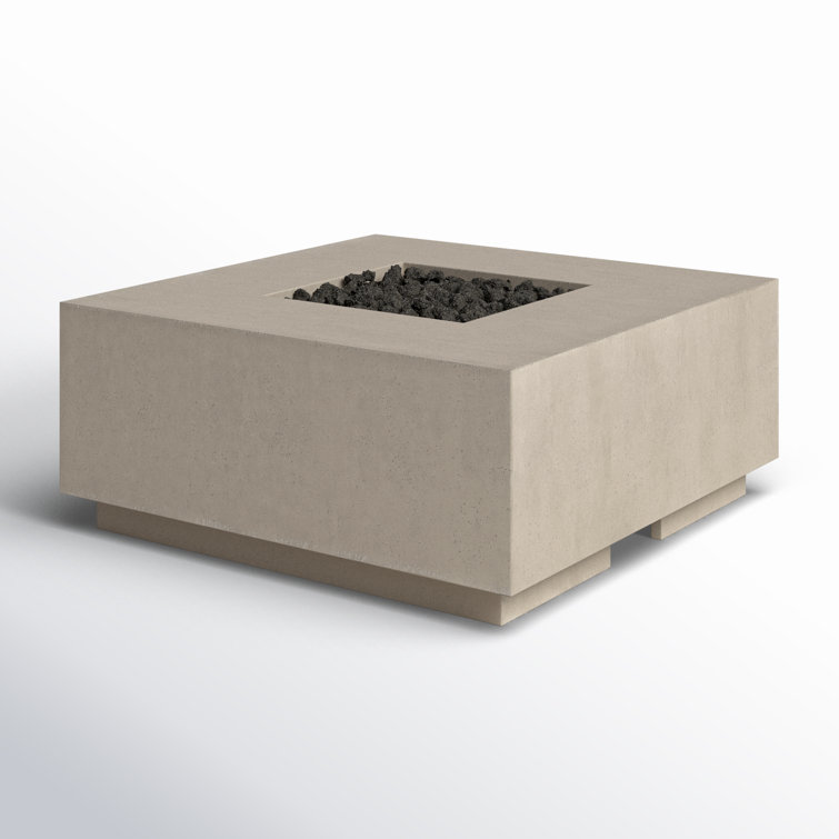 Ella Square Natural Concrete Fire Pit Table