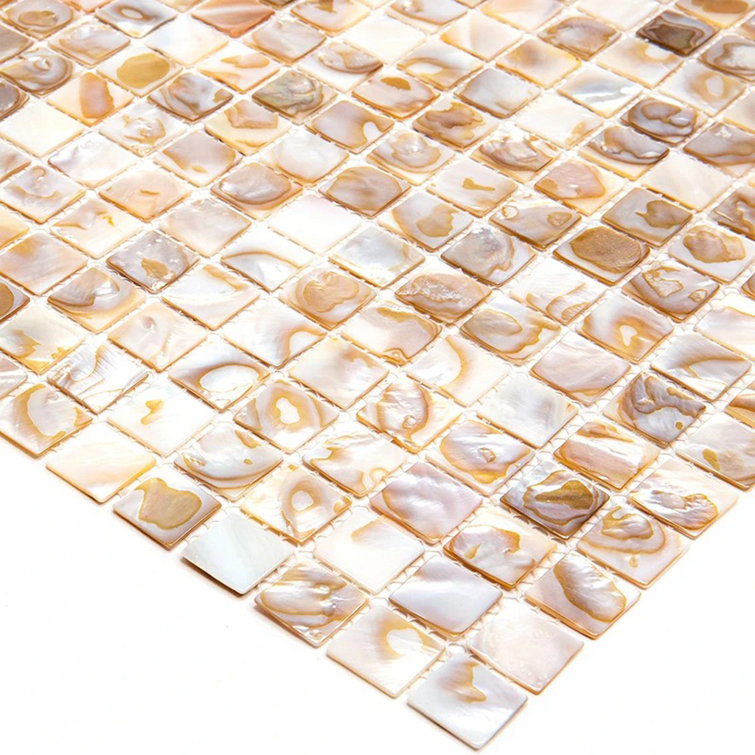 12" x 12" Beige Polished Natural Shell Mosaic Tile