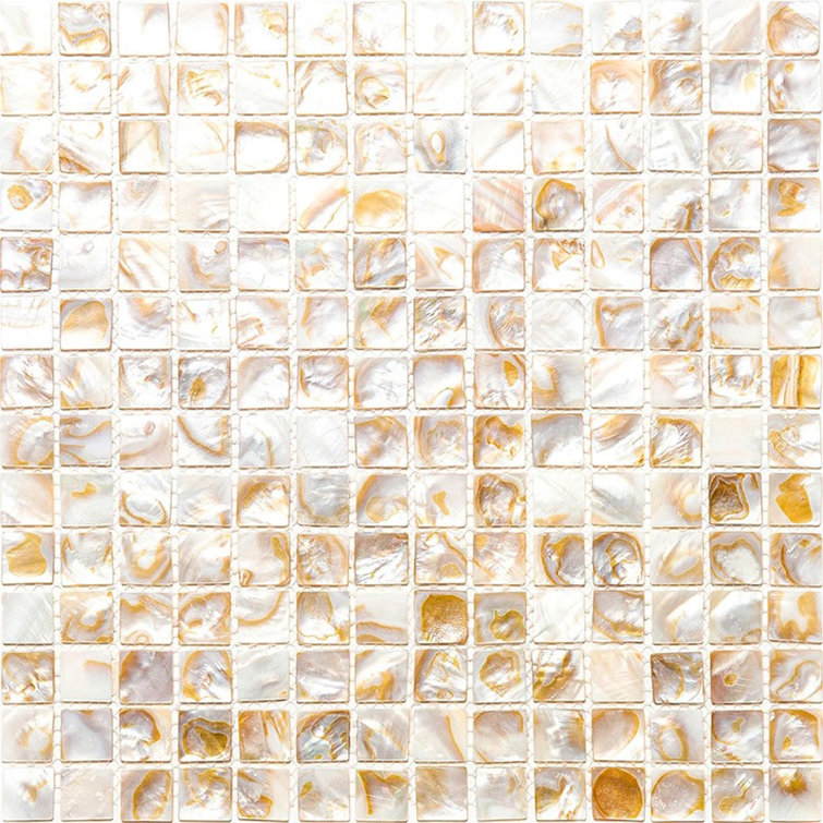 12" x 12" Beige Polished Natural Shell Mosaic Tile