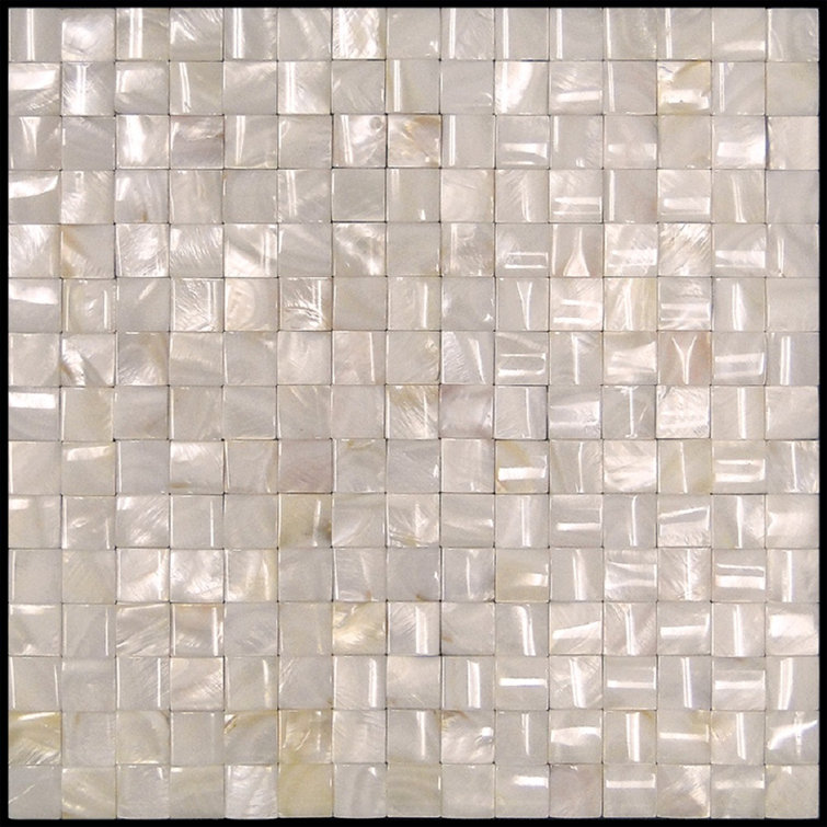 12" x 12" Textured Pearl White Shell Mosaic Tile