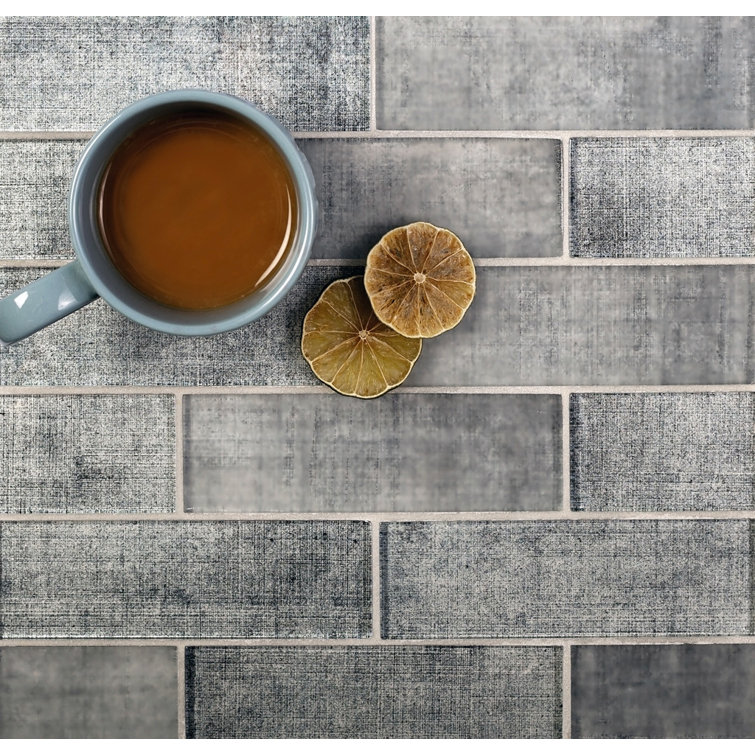 Gray Glossy Glass Subway Mosaic Wall Tile
