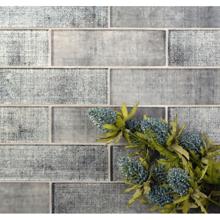 Gray Glossy Glass Subway Mosaic Wall Tile