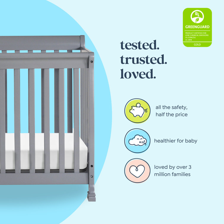 Gray Convertible Mini Crib with Twin Bed Option