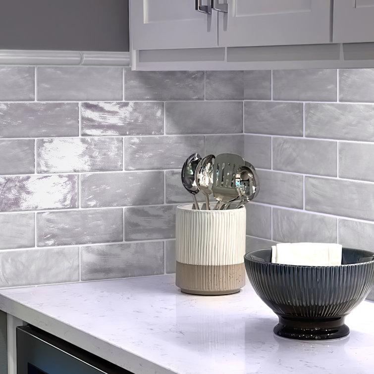 Duchess Glossy Gray Ceramic Subway Wall Tile
