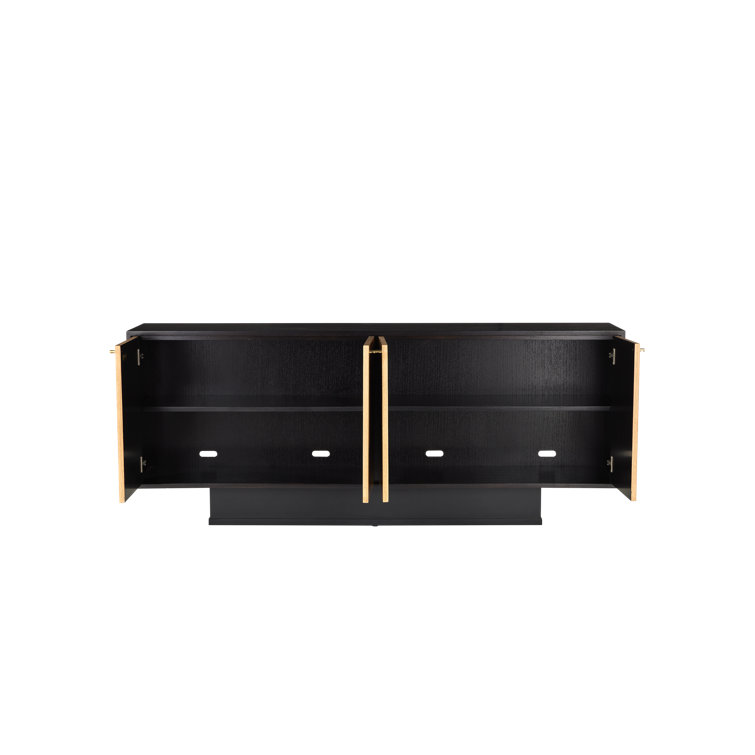 Memphis Natural and Espresso Wood Sideboard with Brass Accents