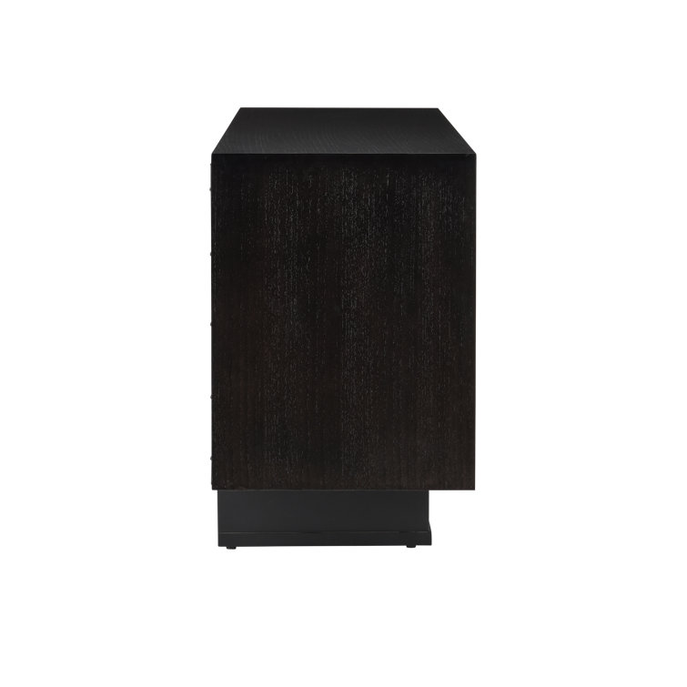 Memphis Natural and Espresso Wood Sideboard with Brass Accents