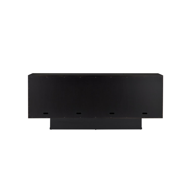 Memphis Natural and Espresso Wood Sideboard with Brass Accents