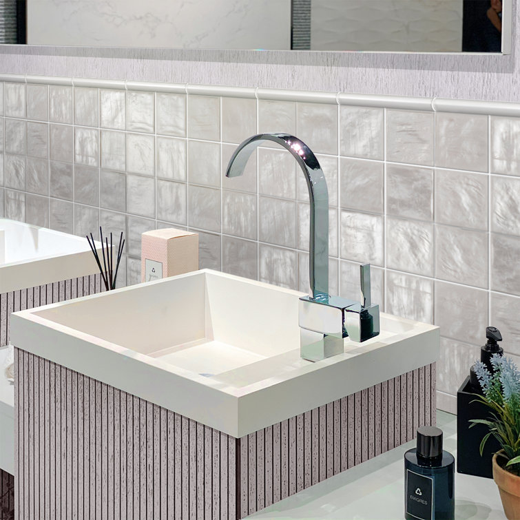 Duchess 4" x 4" Glossy Gray Ceramic Wall Tile