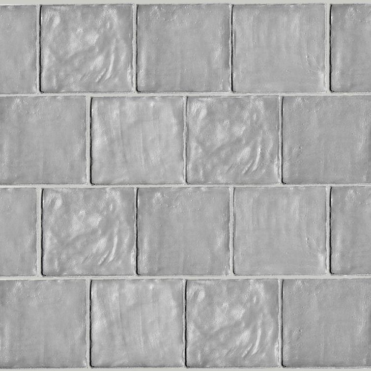 Duchess Glossy Gray Ceramic Subway Wall Tile 4-in x 4-in