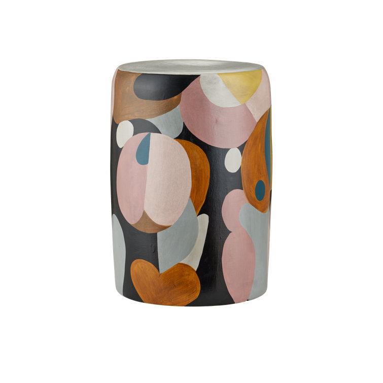 Multicolor Hand-Painted Round Terracotta Accent Table