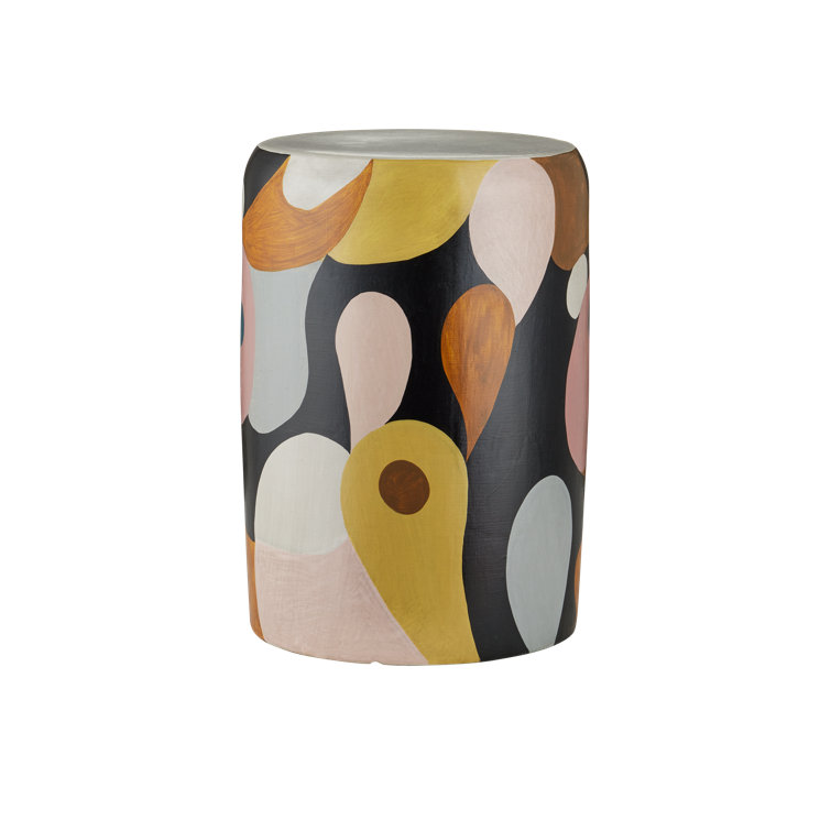 Multicolor Hand-Painted Round Terracotta Accent Table
