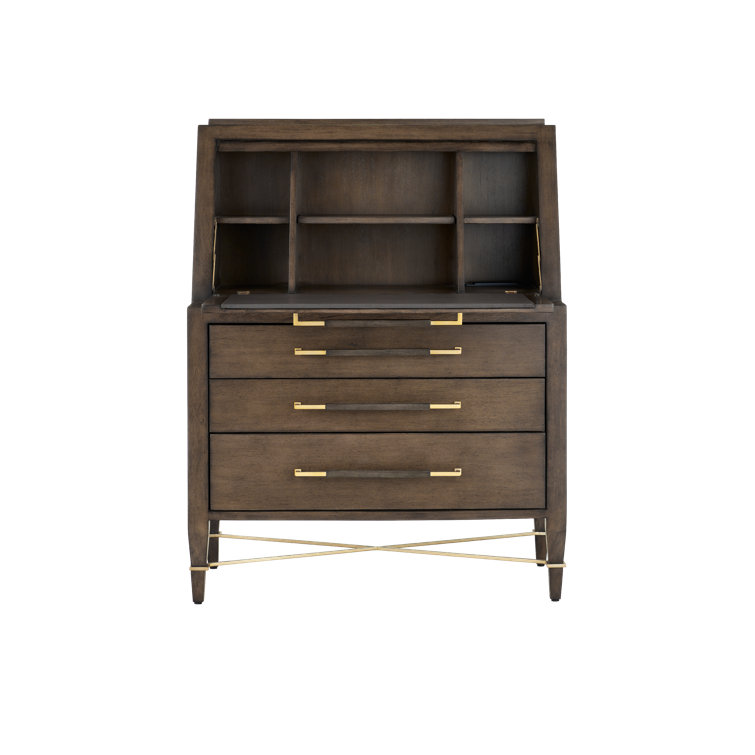 Chanterelle Foldable Secretary Desk with USB Ports and Drawers