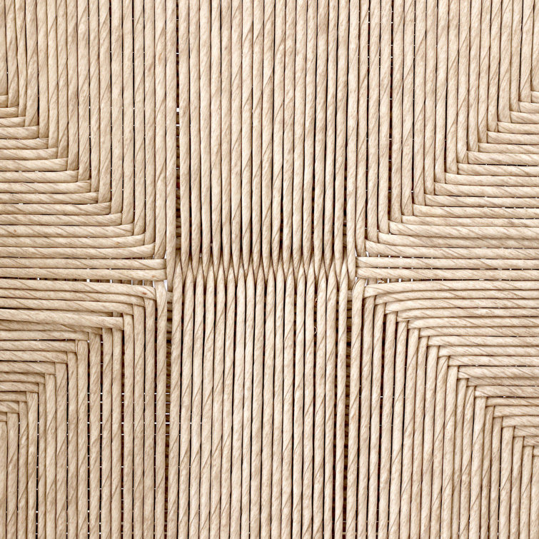 Vintage White and Saddle Brown Woven Teak Outdoor Dining Armchair