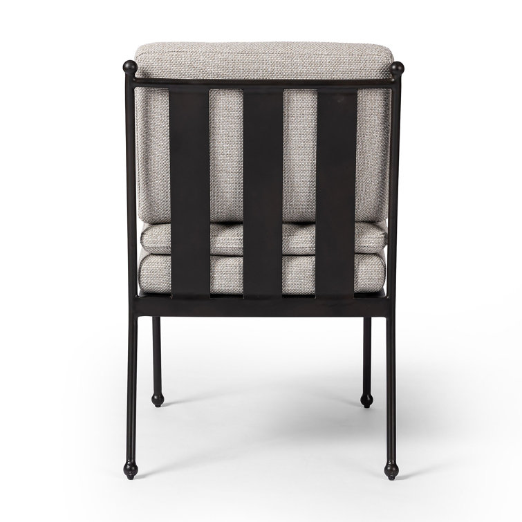 Ramiro Ecru and Matte Gunmetal Armless Outdoor Dining Chair with Cushions