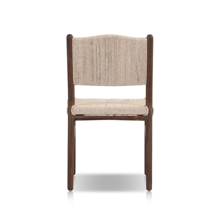 Vintage White and Saddle Brown Teak Outdoor Dining Chair