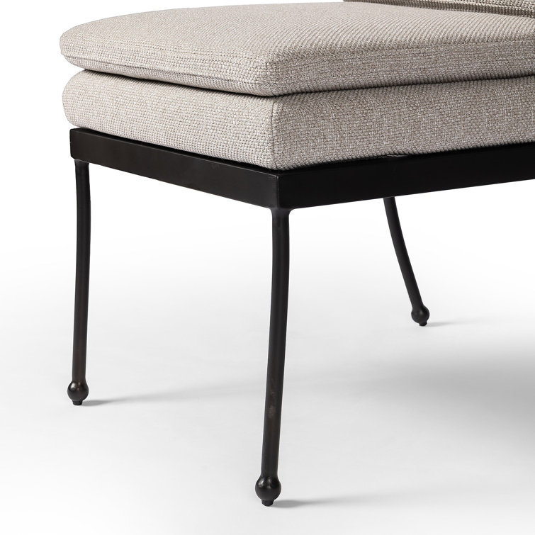Ramiro Ecru and Matte Gunmetal Armless Outdoor Dining Chair with Cushions
