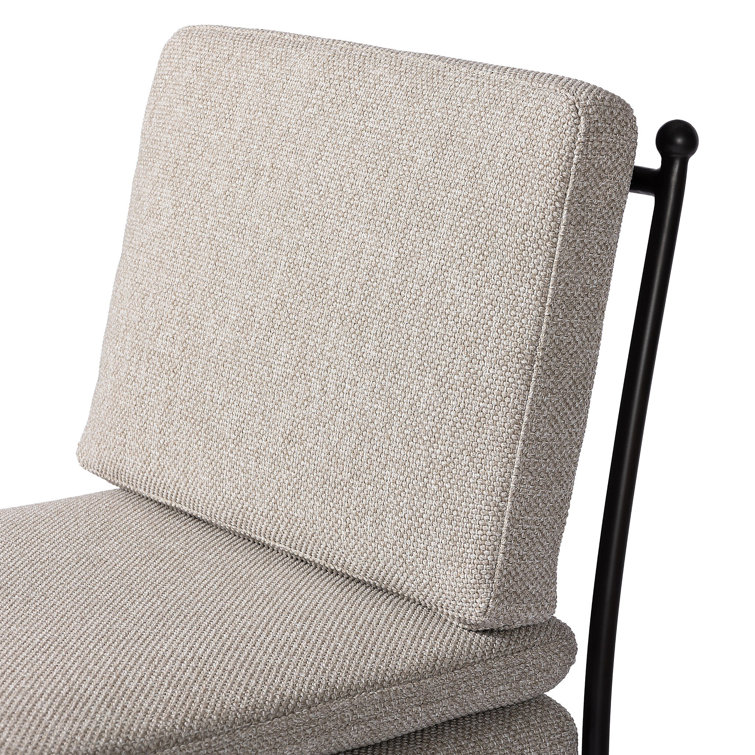 Ramiro Ecru and Matte Gunmetal Armless Outdoor Dining Chair with Cushions