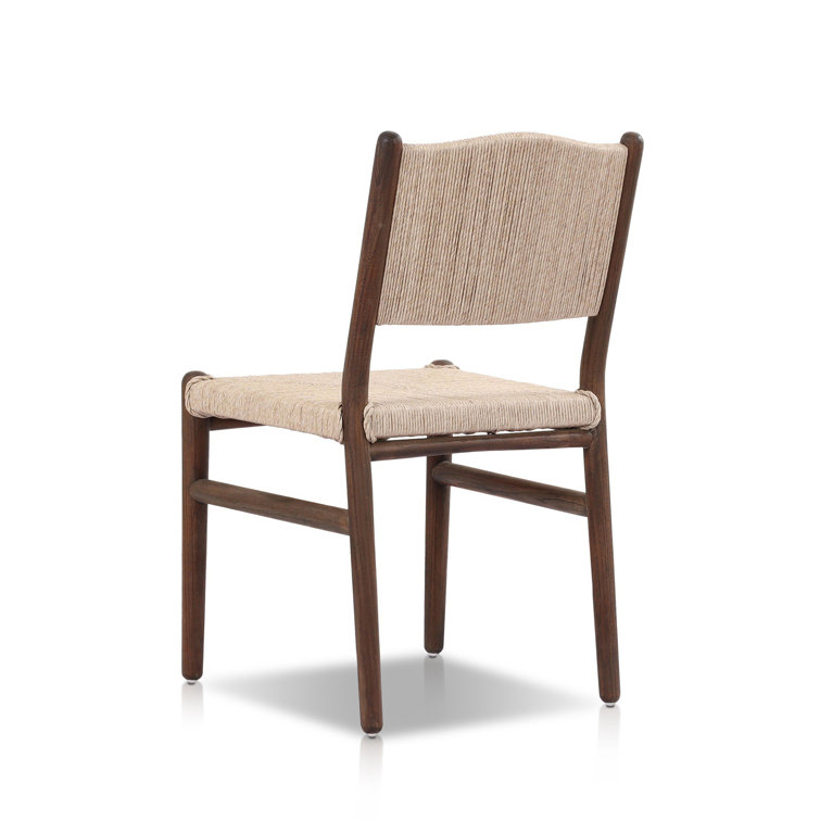 Vintage White and Saddle Brown Teak Outdoor Dining Chair