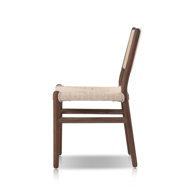 Vintage White and Saddle Brown Teak Outdoor Dining Chair