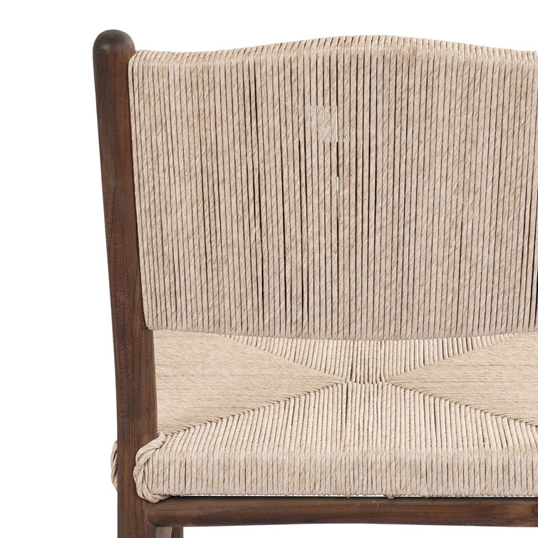 Vintage White and Saddle Brown Teak Outdoor Dining Chair