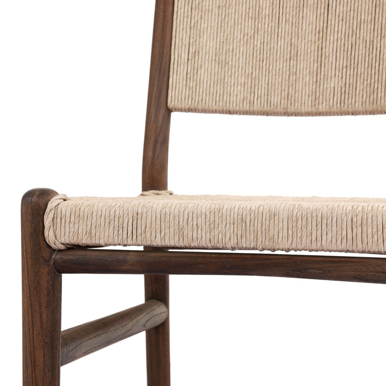 Vintage White and Saddle Brown Teak Outdoor Dining Chair