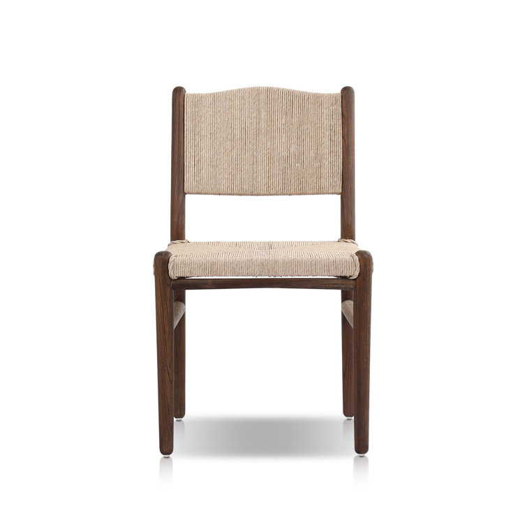 Vintage White and Saddle Brown Teak Outdoor Dining Chair
