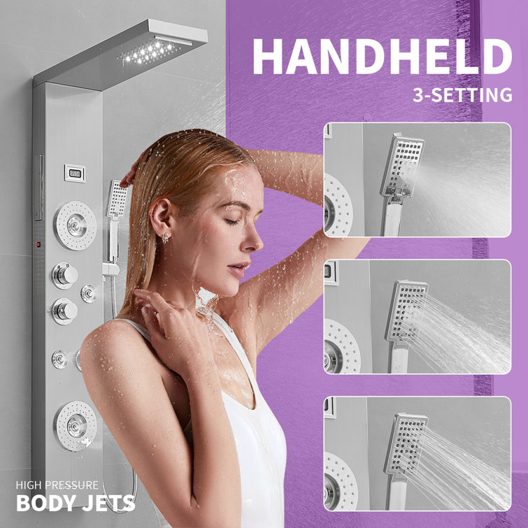 Nickel Chrome Multi-Function LED Shower Panel System