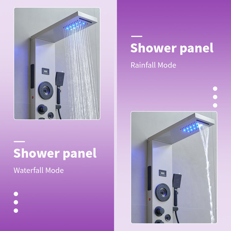 Black Nickel 51.57'' Shower Panel with LED Light and Body Jets