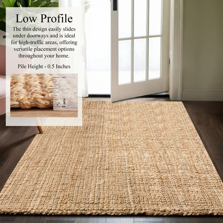 Natural Jute Handmade Flat Woven Rectangular Rug 5' x 8'
