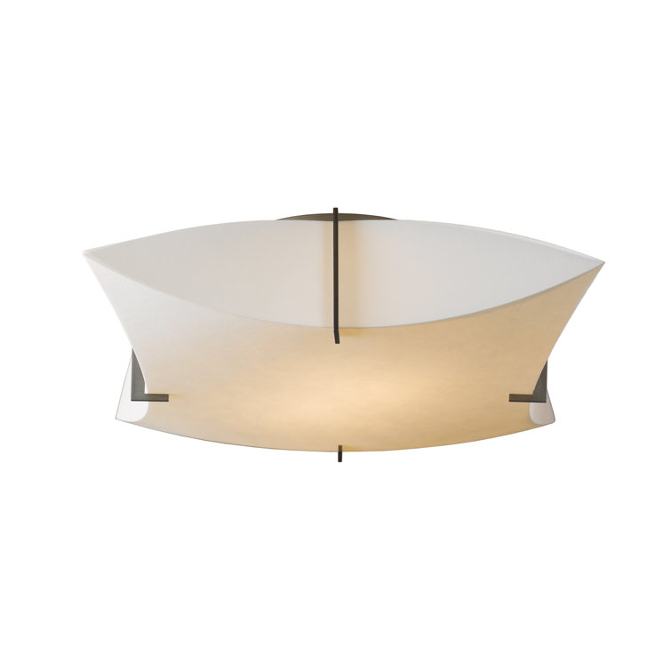 Elegant Bento Dark Smoke 2-Light LED Semi-Flush Mount with Spun Frost Shade